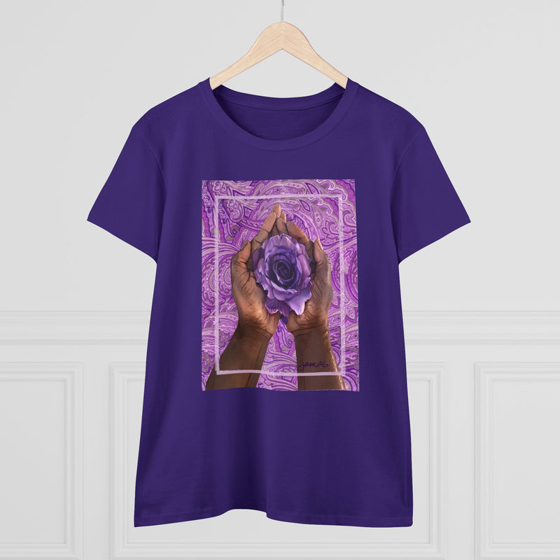 Purple Rose Hands- Women's Midweight Cotton Tee