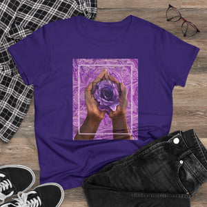 Purple Rose Hands- Women's Midweight Cotton Tee