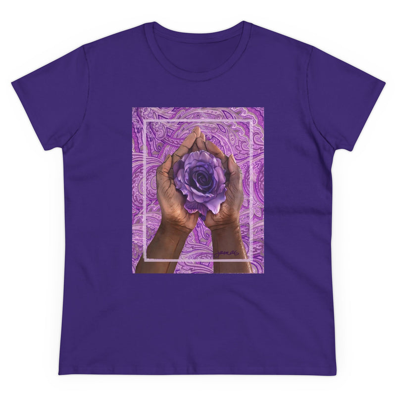 Purple Rose Hands- Women's Midweight Cotton Tee