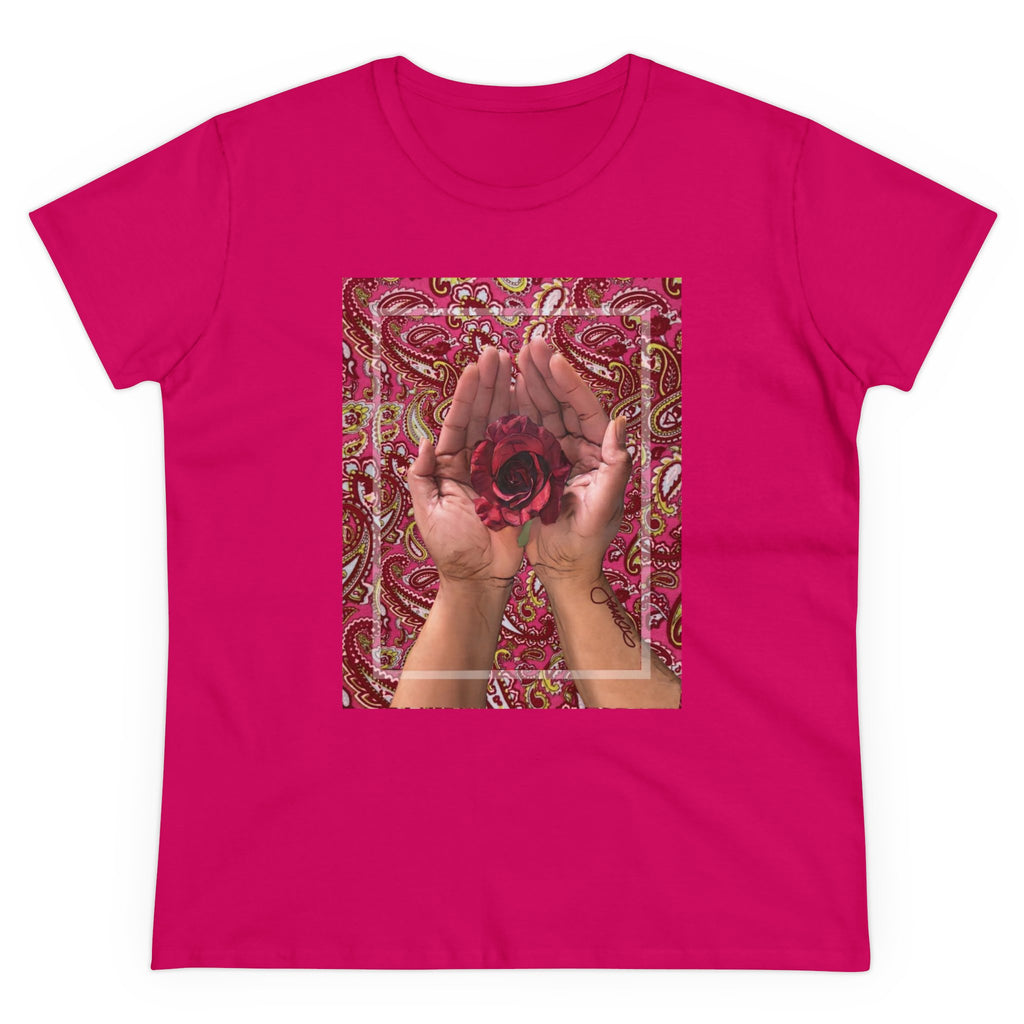 Red Rose Hands- Women's Midweight Cotton Tee
