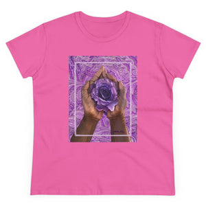 Purple Rose Hands- Women's Midweight Cotton Tee