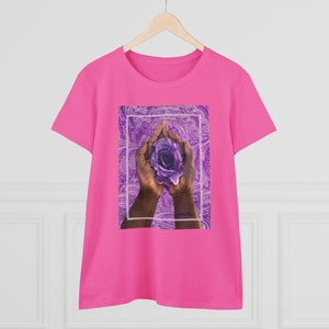 Purple Rose Hands- Women's Midweight Cotton Tee