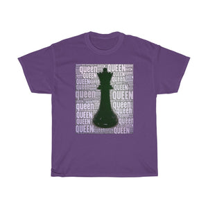 Queen- Chess Piece- Purple Unisex Heavy Cotton Tee